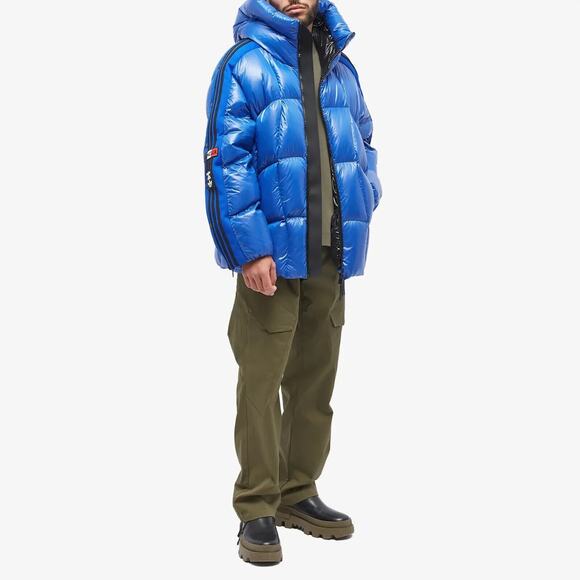 Moncler x Adidas Beiser Down Jacket Men's 3/ L Blue Hooded Full Zip NWT $2075 - Picture 2 of 15